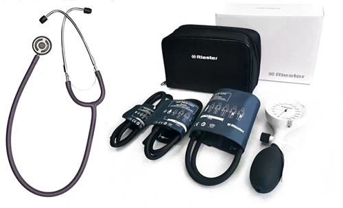 Riester e-mega with 3 cuffs and duplex stethoscope web