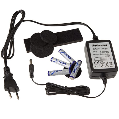ri-focus® LED charger, battery, foam tape and velcro points